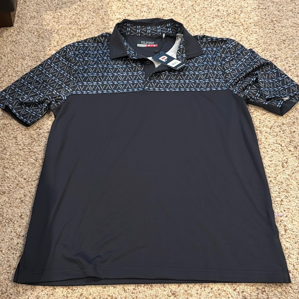 Pure Hockey Men's Polo with Blue Hickey Stick Design M NWT